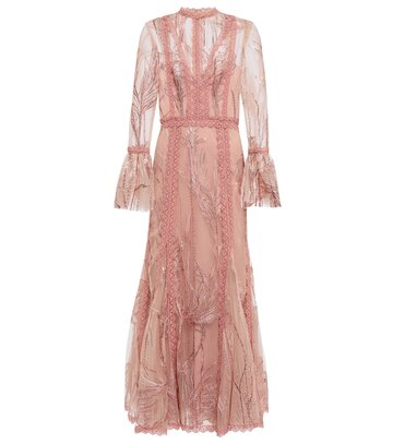 costarellos embellished tulle dress in pink