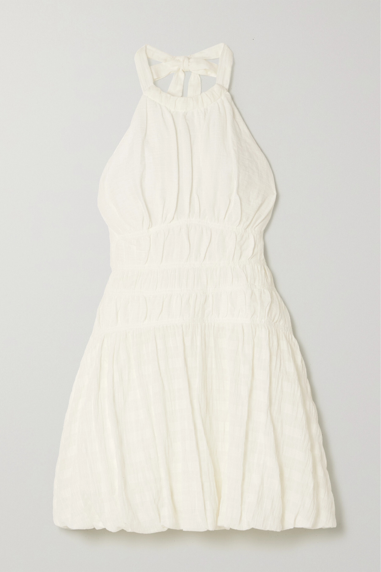 Jonathan Simkhai - Bea Tiered Embroidered Cotton-blend Gauze Halterneck Mini Dress - White