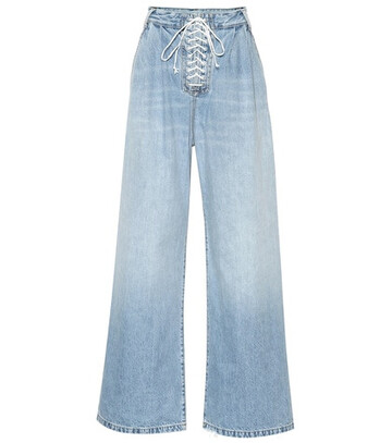 Unravel Lace-up high-rise wide-leg jeans in blue