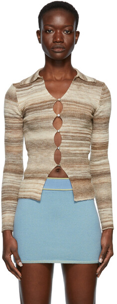 Paloma Wool Beige Stripe Avelina Cardigan in brown