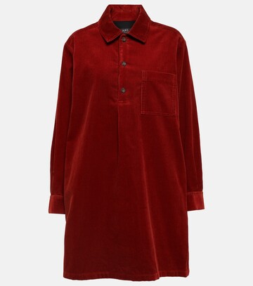 a.p.c. a.p.c. cotton-blend corduroy minidress in red