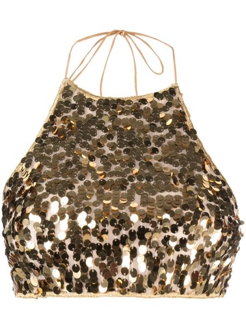 oséree sequin-embellished crop top - gold