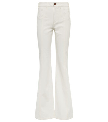 See By ChloÃ© Embroidered high-rise flared jeans in white