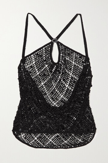 coperni - cutout embellished crochet-knit halterneck top - black