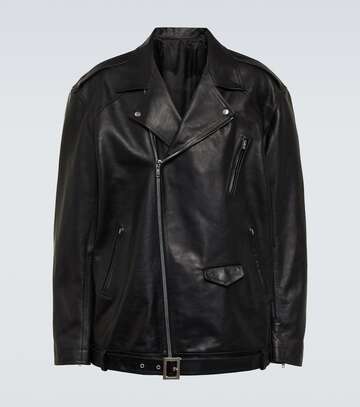 rick owens jumbo luke stooges leather jacket in black