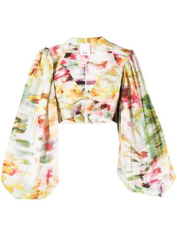 acler abstract-print puff-sleeves top - multicolour