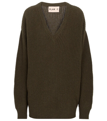 Plan C Cashmere and wool V-neck sweater in green