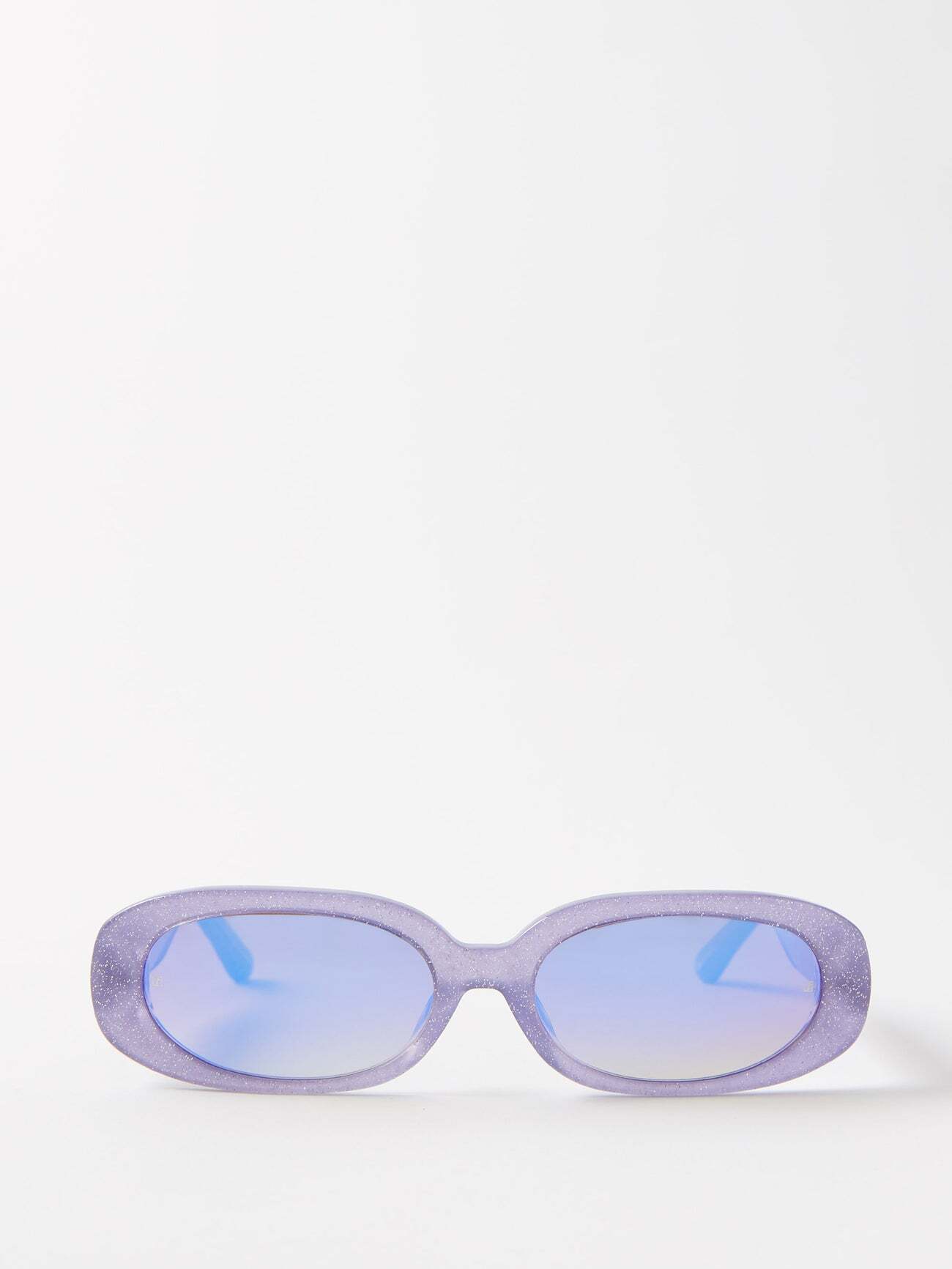 Linda Farrow - Cara Oval Glitter-acetate Sunglasses - Womens - Purple