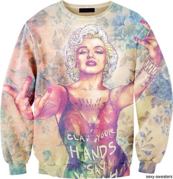 sweater marilyn monroe sweatshirt ysl floral jumper icon iconic swag long sleeves cute fashion top shirt grunge hip hop
