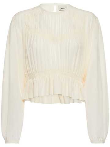 ISABEL MARANT Nelino Ruched Silk Blouse in white