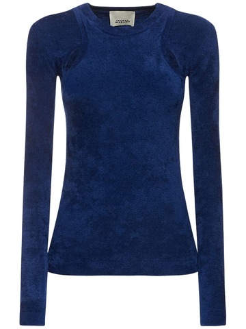 ISABEL MARANT Lise Velvet Knit Viscose Blend Sweater in blue