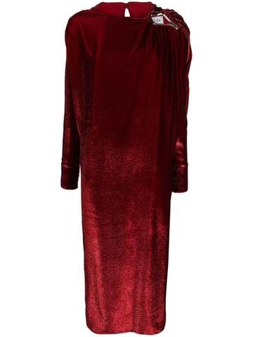 lanvin eyelet-detailed draped maxi dress - red
