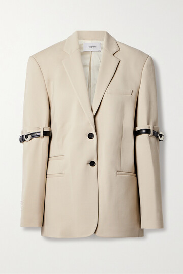 coperni - leather-trimmed recycled-crepe blazer - neutrals