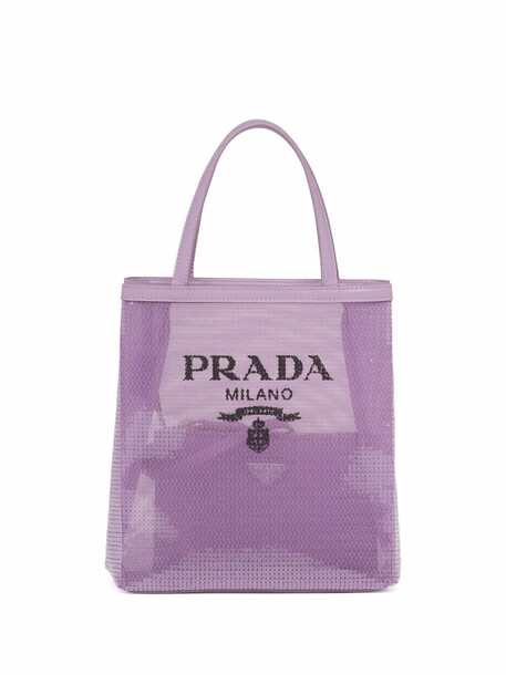 Prada logo-print sequin-embellished mini bag - Purple