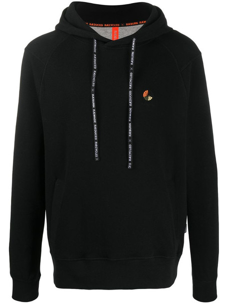 Raeburn logo embroidered long-sleeved hoodie in black
