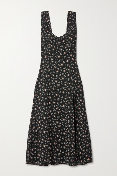 REFORMATION - + Net Sustain Fulton Floral-print Georgette Midi Dress - Black
