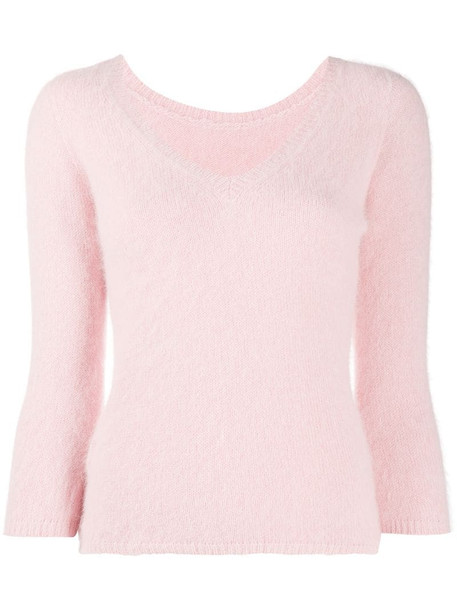 Roberto Collina v-neck knitted jumper in pink