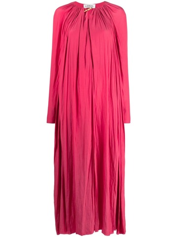 lanvin gathered charmeuse maxi dress in red