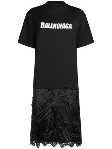 BALENCIAGA Vintage Jersey Mini T-shirt Slip Dress in black