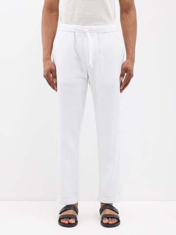 frescobol carioca - oscar drawstring-waist linen-blend trousers - mens - white