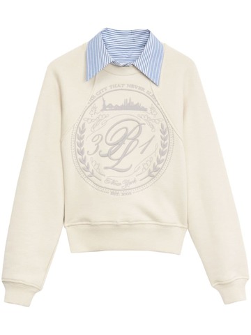3.1 phillip lim logo-embroidered layered cotton sweatshirt - neutrals