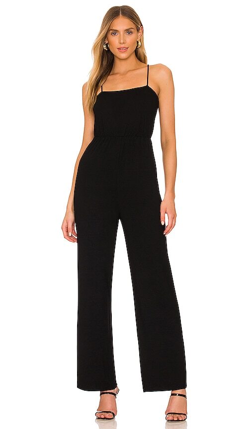 ALL THE WAYS Alice Straight Neck Jumpsuit in Black