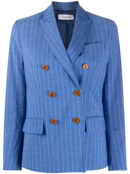 Brag-wette pinstripe double breasted blazer in blue