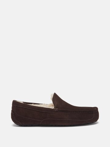 ugg - ascot suede shearling slippers - mens - dark brown