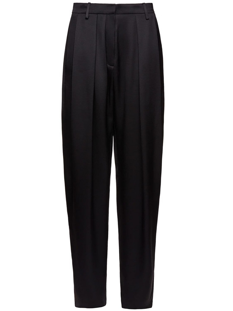 MAGDA BUTRYM Silk Satin High Rise Tailored Pants in black