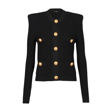 Balmain Cropped knit cardigan with in noir