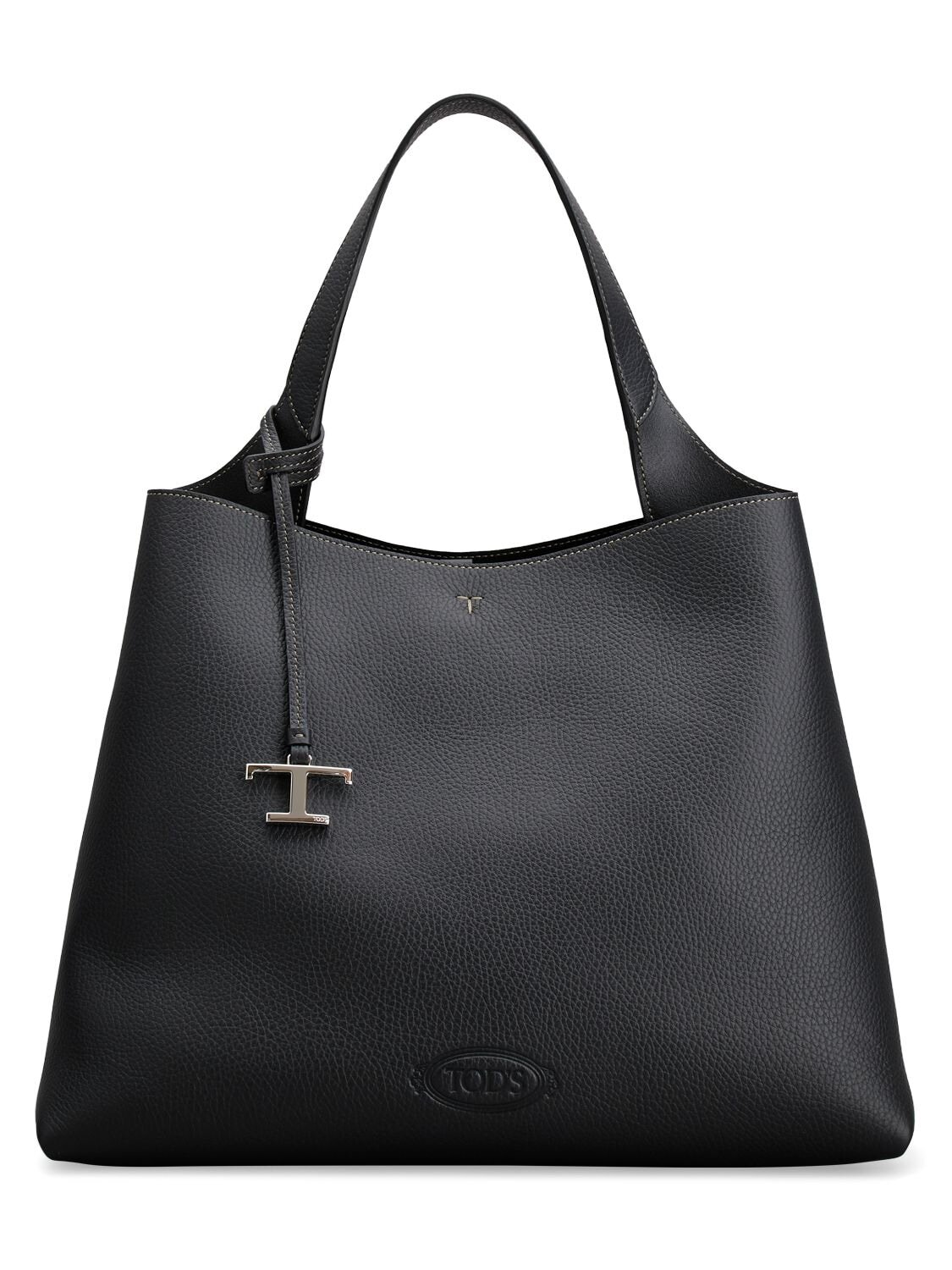 TOD'S Shopping Leather Shoulder Bag in black
