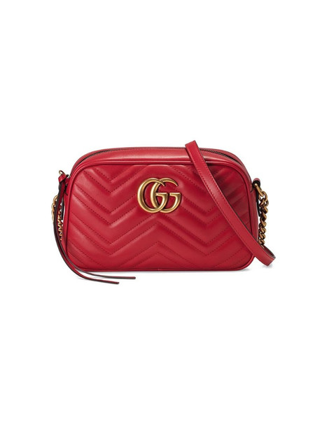 Gucci Marmont small matelassé leather shoulder bag in red