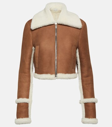 magda butrym cropped shearling-lined suede jacket in brown