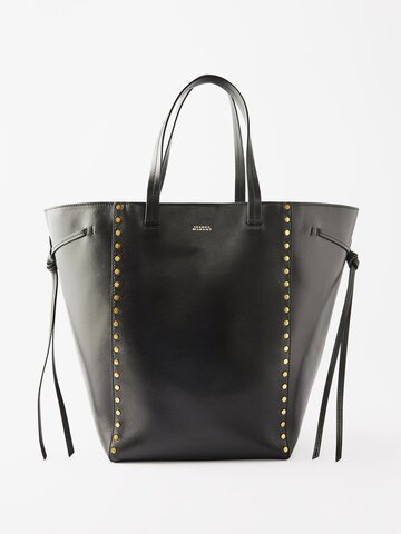 isabel marant - oskan studded leather tote bag - womens - black