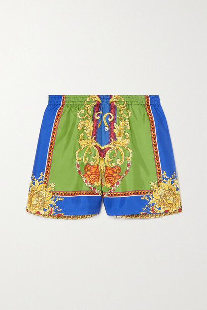 Versace - Printed Silk-twill Pajama Shorts - Blue