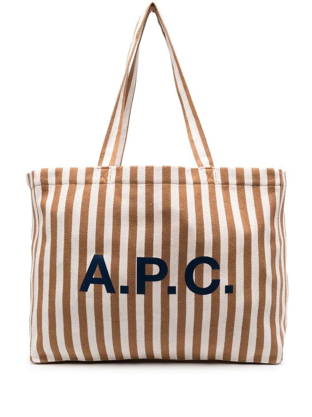 A.P.C. A.P.C. Diane logo-print striped tote bag - Brown