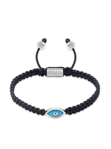 nialaya jewelry evil eye-charm braided bracelet - black