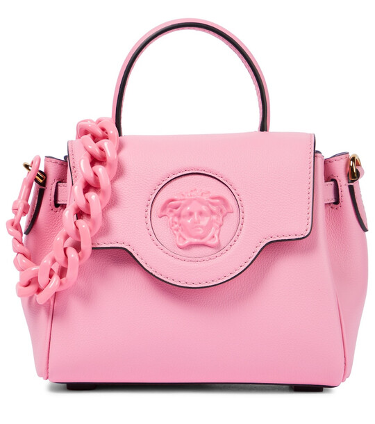 Versace La Medusa Small leather tote in pink