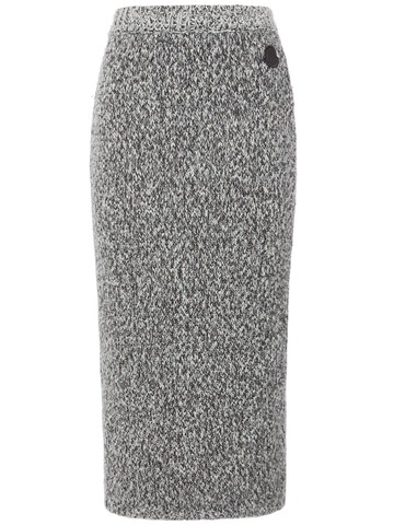 moncler tricot wool blend knit skirt in black / white