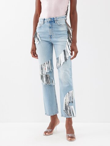 germanier - paillette-embellished upcycled-denim jeans - womens - denim