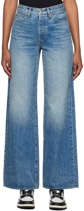 amiri blue wide jeans in indigo