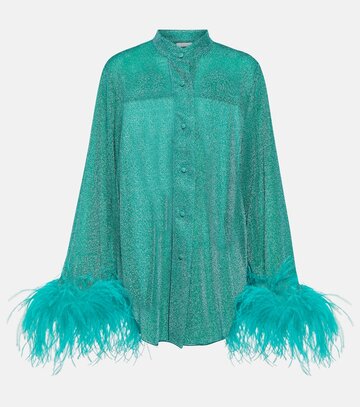oseree oséree lumière plumage long shirt in turquoise