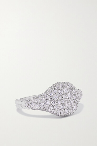 David Yurman - Mini Chevron 18-karat White Gold Diamond Ring - 6