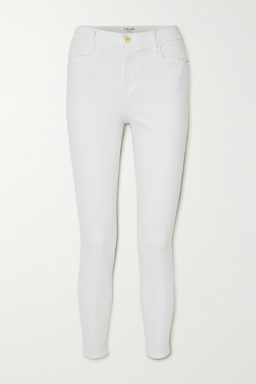 frame - le high frayed skinny jeans - white