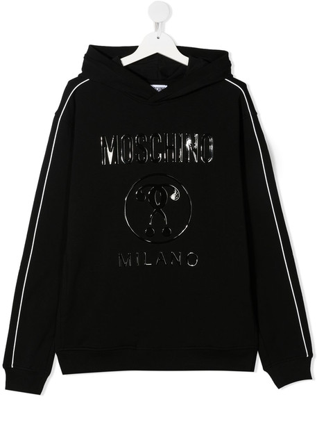 Moschino Kids TEEN logo-appliqué hoodie - Black