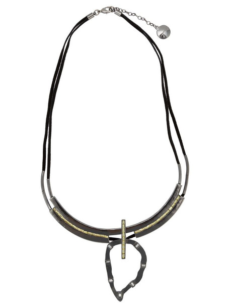 Camila Klein embellished suede necklace in metallic