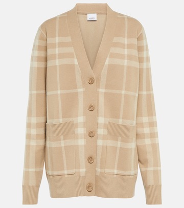 Burberry Checked wool and cashmere cardigan in beige