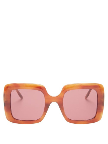 Gucci - GG Square Marbled-acetate Sunglasses - Womens - Tortoiseshell