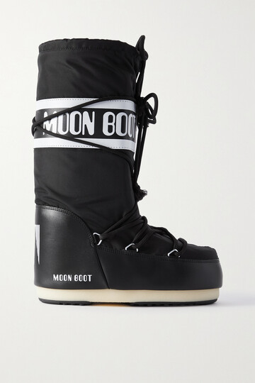 moon boot - icon shell and faux leather snow boots - black