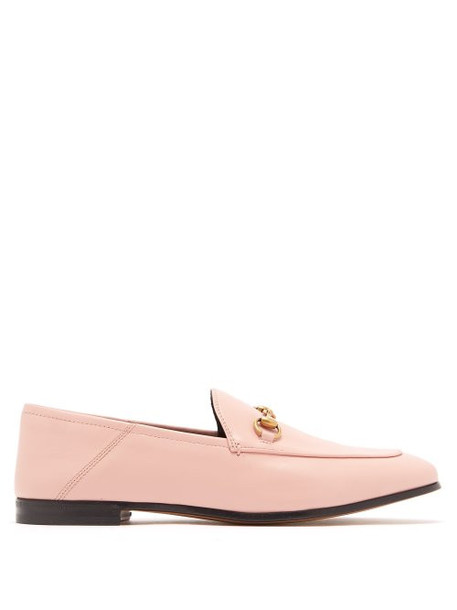 Gucci - Brixton Collapsible Heel Leather Loafers - Womens - Pink